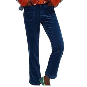 Free People High Time Velvet Kick Cropped Pants Navy Blue Corduroy Flare Pants 6